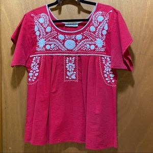 Buddy Basics 100% Cotton Shirt Size M in Red with White Embroidery